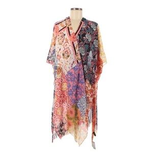 Raj Boho Patchwork Floral Kimono Duster One Size Multicolor Flowing NWT